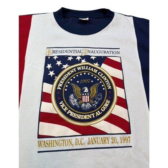 Vtg 1997 Presidential Inauguration Clinton/Gore Pique Knit T Shirt Size XL Bulti - Picture 2 of 7